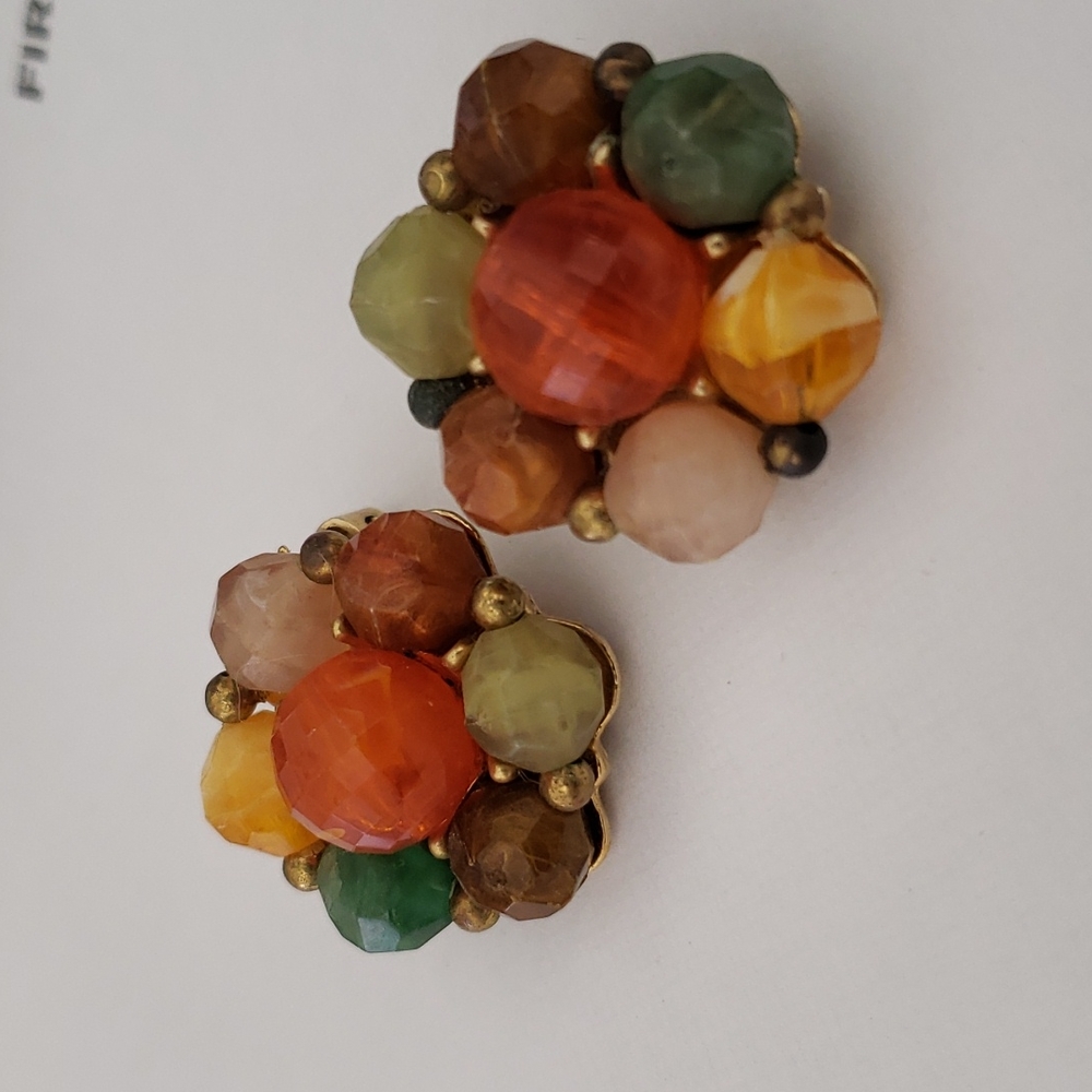 Vintage Kramer 1950's Cluster Clip Earrings